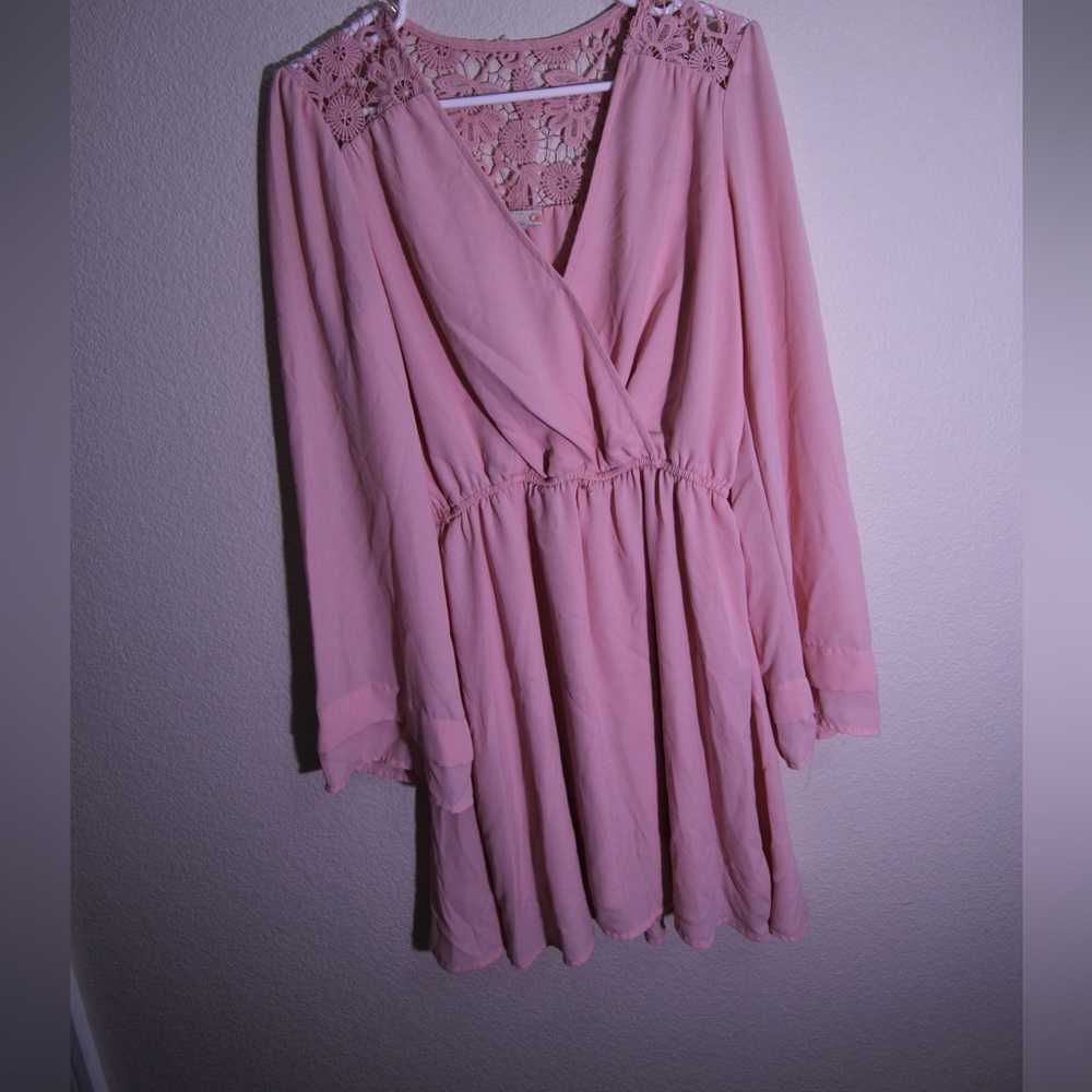GB, pink long-sleeve dress, size medium
